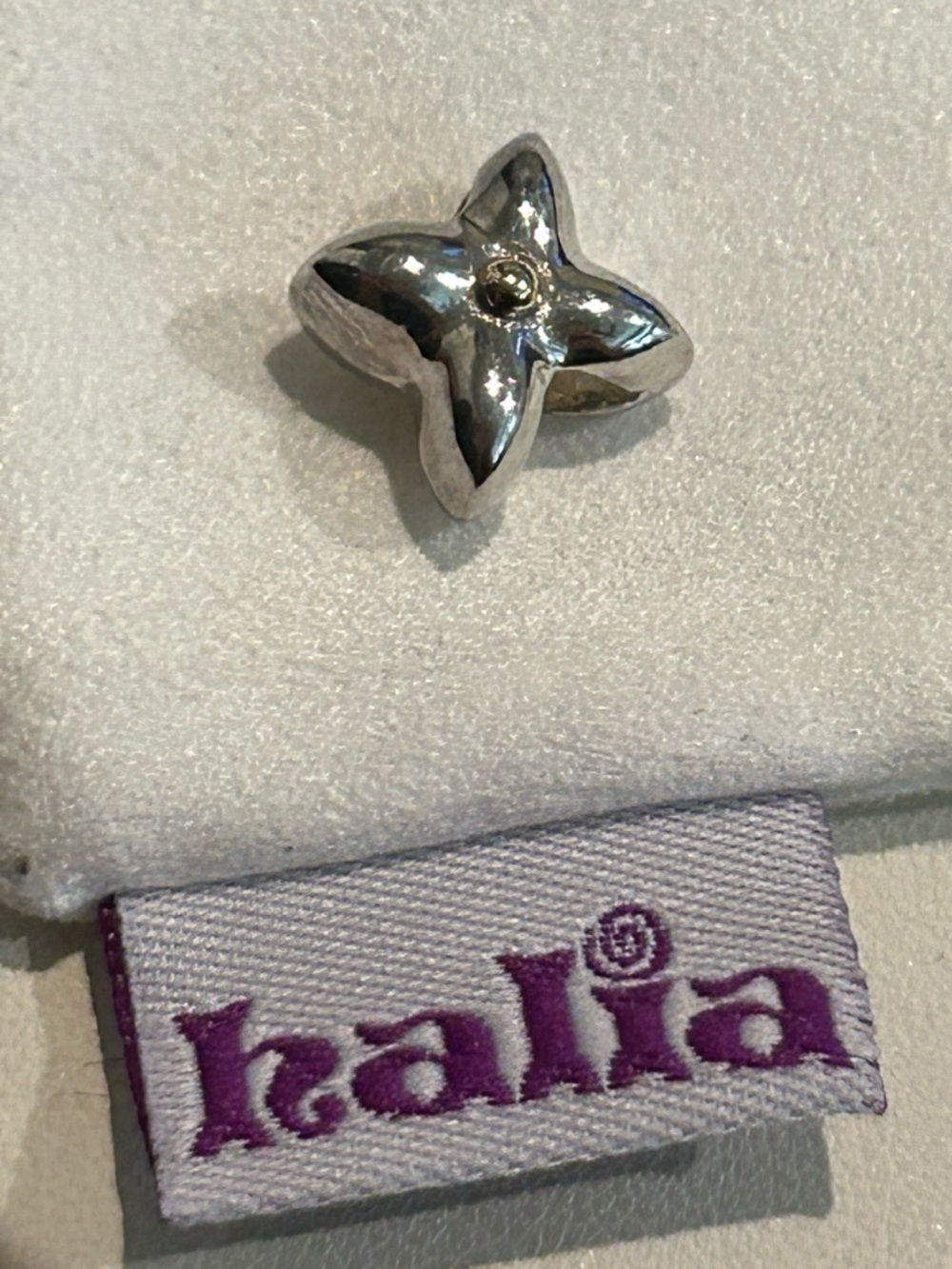 Pandora-style “X Marks the Spot” Charm - Sterling Silver, Solid Gold Trim